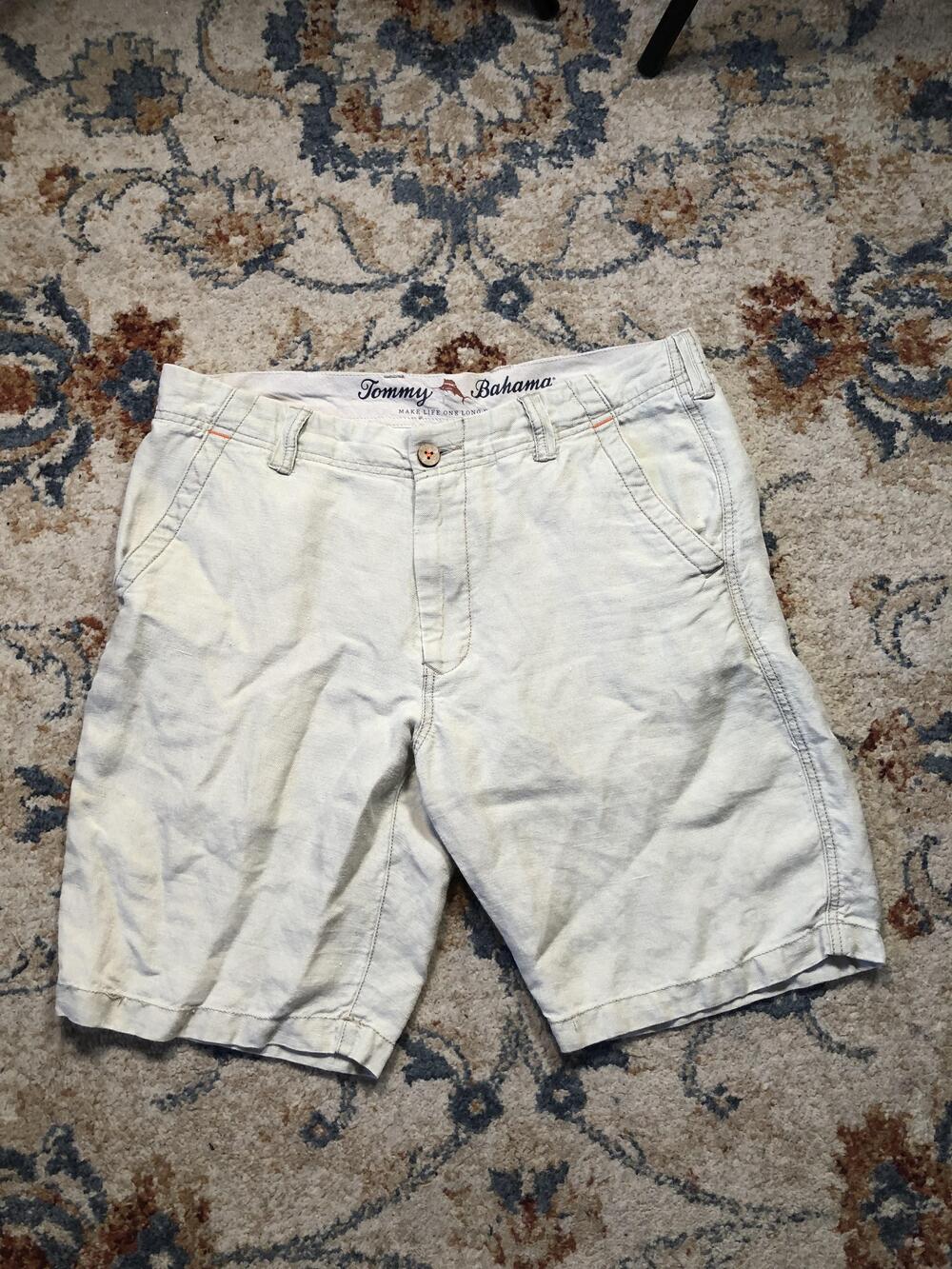 Tommy Bahama Shorts Mens 32 Linen Blend Casual Flat Front Summer Lightweight